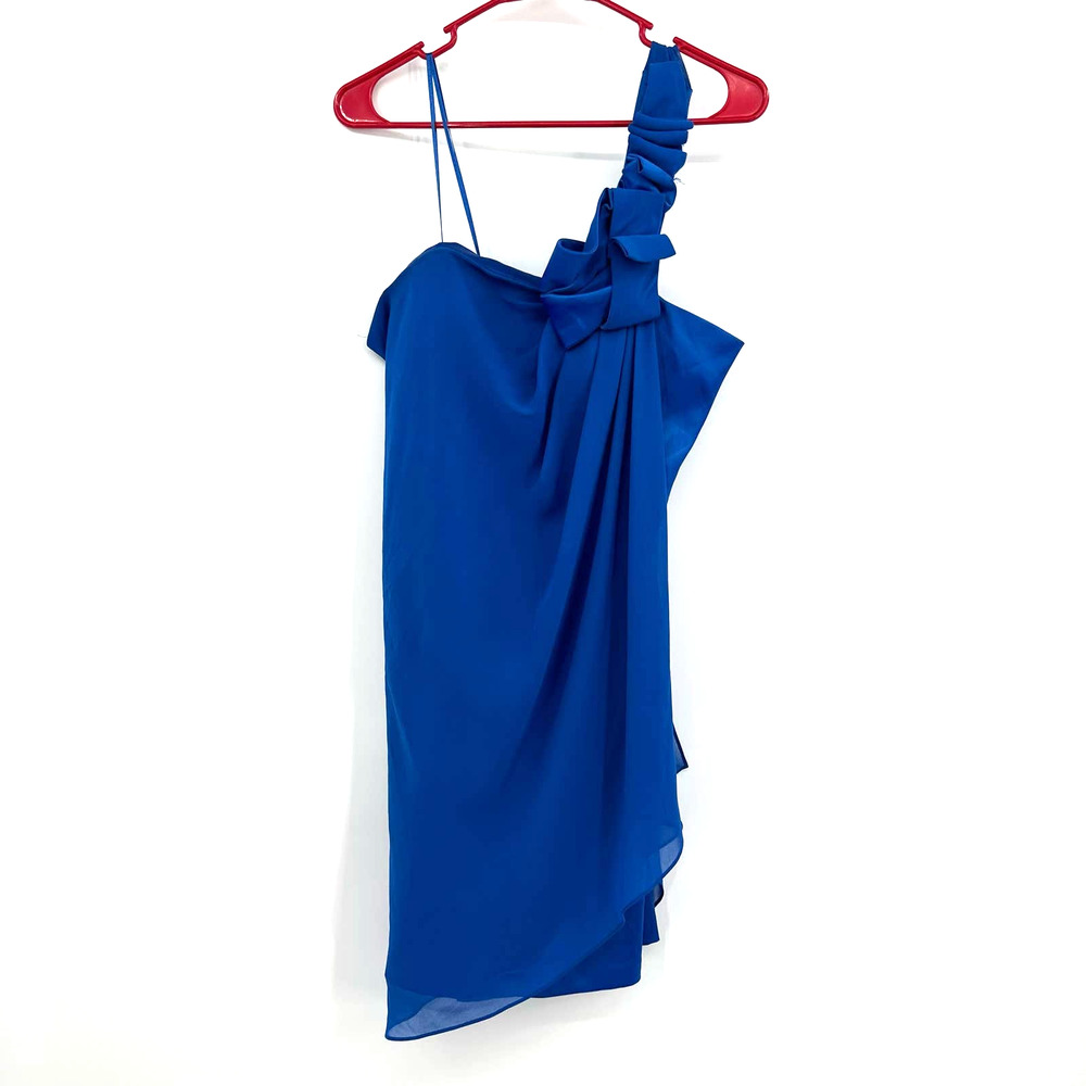 Max and Cleo size 2 aqua sky one shoulder mini dress blue‎